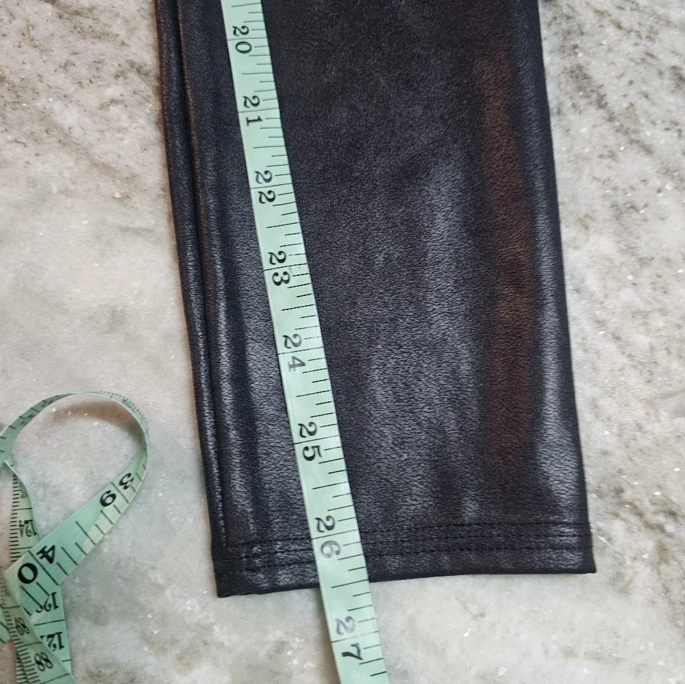 SPANX by Sara Blakely Faux Leather Leggings Black Size M High Rise Shaping Pants